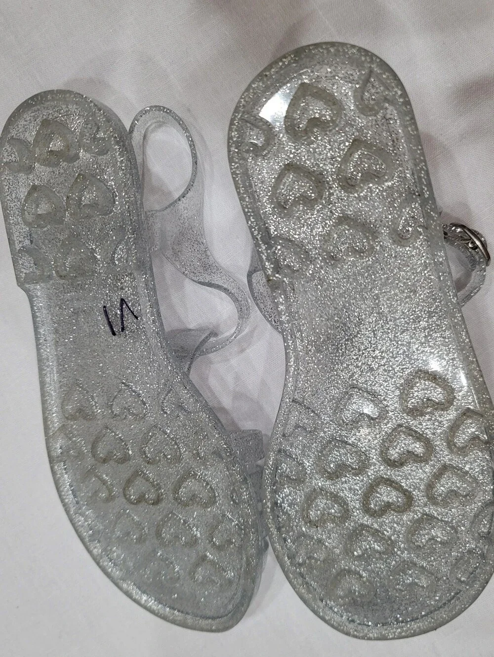 Silver Glitter Jelly Sandals 2Y